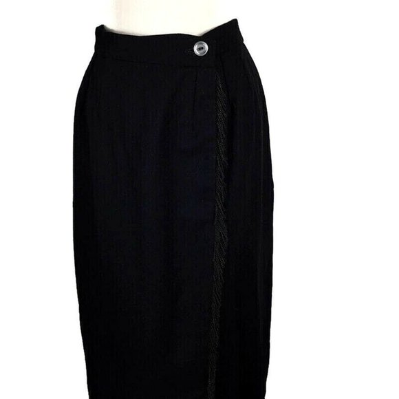 I. Magnin Vintage Take Six retro womens black wool skirt fring front skirt sz.10 - Picture 3 of 9